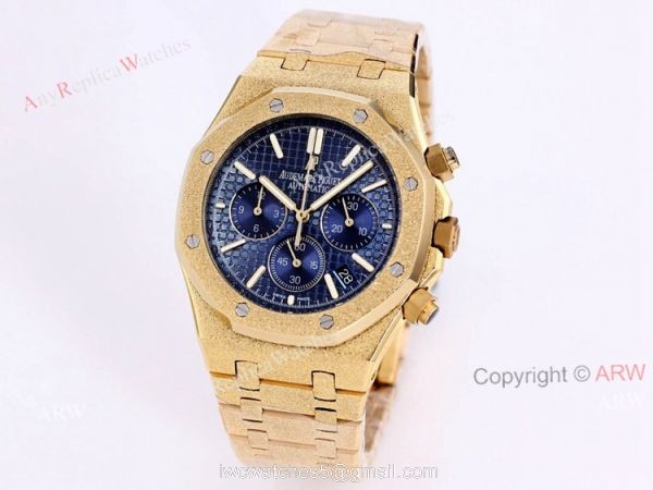 New Audemars Piguet Royal Oak Frosted Gold 41mm Green Dial Chronograph Watch Replica 1