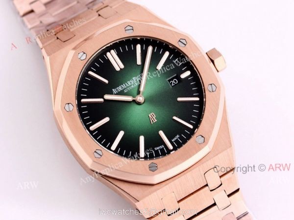 New Audemars Piguet Royal Oak 41 Rose Gold Green Dial Knockoff Watch Automatic 1