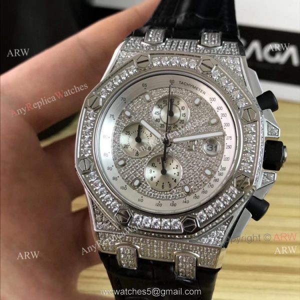 42mm Audemars Piguet Royal Oak Offshore Full Diamonds Watch Quartz Replica 1