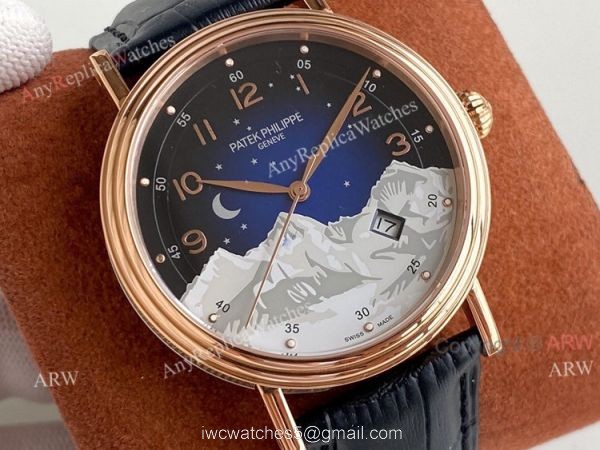 Swiss Grade Patek Philippe Classic Watch Mens Blue Dial Rose Gold Replica Watch 40mm 1