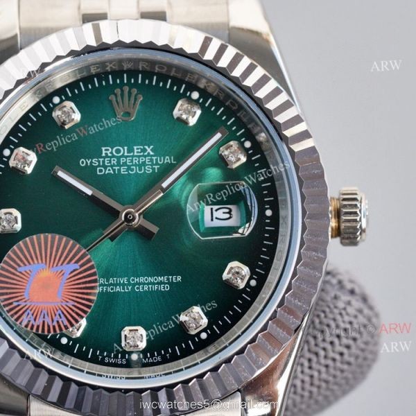 Rolex Datejust 41mm Green Dial With Diamond Markers Jubilee Watch Swiss Replica 1