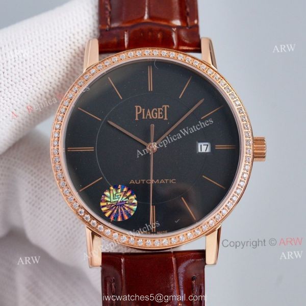 Swiss Grade Piaget Altiplano Black Face Brown Leather Strap Asia Swiss ETA2824 Clone Watch 1