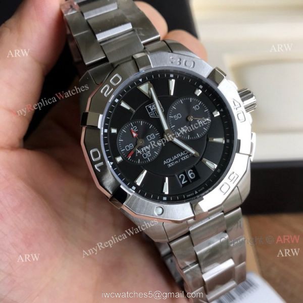 Swis Quality Tag Heuer Aquaracer 41mm Black Dial Swiss Ronda Quartz Movement Knockoff Watch 1