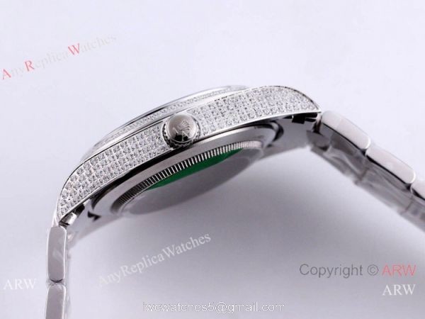 Swiss Quality Rolex Oyster Perpetual 41mm Full Diamond Watch Turquoise blue Dial 1