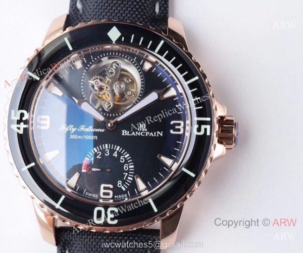 JB Factory 1:1 Blancpain Real Tourbillon Fifty Fathoms 45mm Watch Rose Gold Case 1