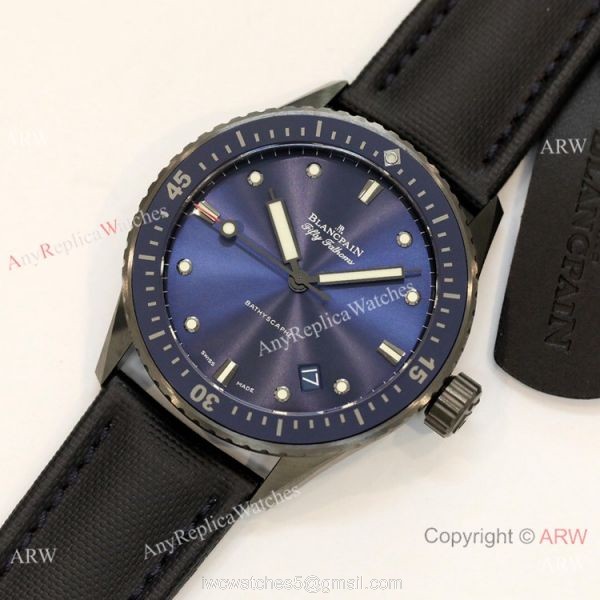 Swiss Grade Replica Blancpain Fifty Fathoms Bathyscaphe GF Factory Cal.1315 Watch Blue Dial 1