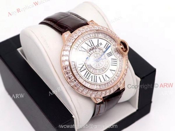 Best Replica 42mm Cartier Ballon Bleu Rose Gold Watch With Diamonds 1