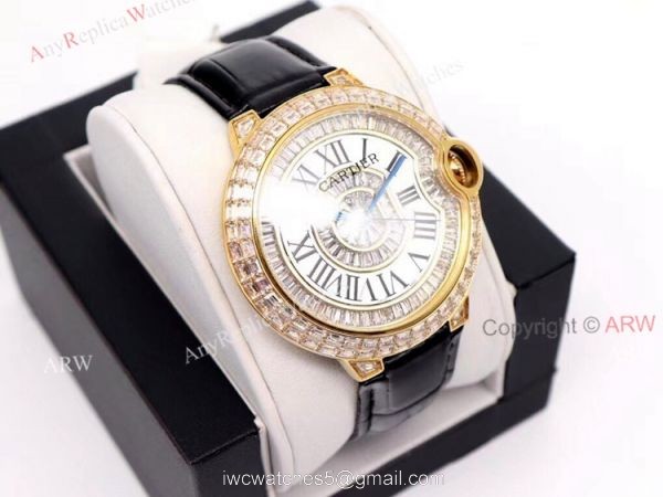 Replica Cartier Ballon Bleu 42mm Gold Watch With Diamonds 1