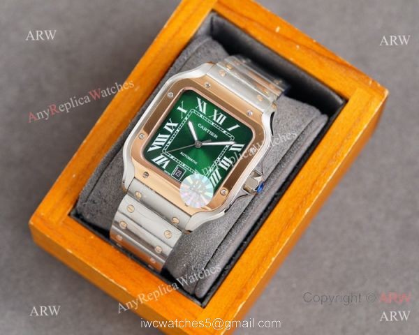 New Cartier Alberto Santos-Dumont Men Watch Green Dial Sapphire Crystal Swiss Quality 1