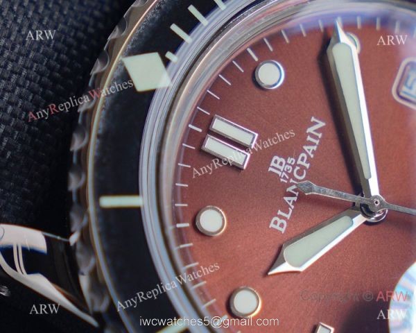 JH Replica Blancpain Fifty Fathoms Swiss Watch Stainless Steel Chocolate Dial 45mm 1