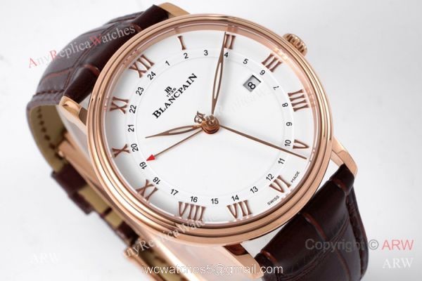 New Swiss Grade Blancpain Villeret Gmt Date 6662-1127-55 Rose Gold Watch 40mm 1
