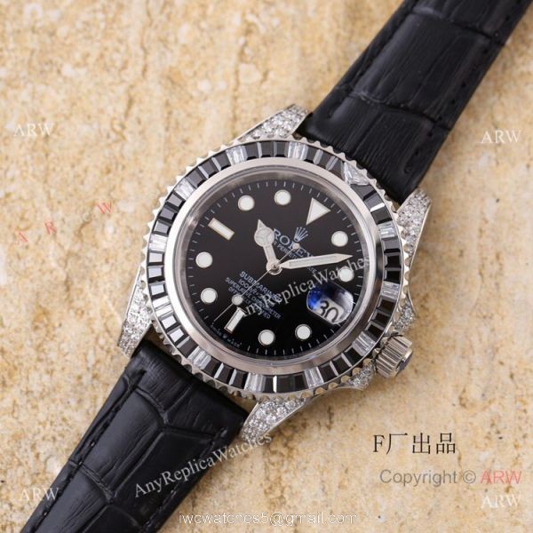 Swiss Quality Rolex Submariner Citizen 8215 Watch Green Leather Strap 1