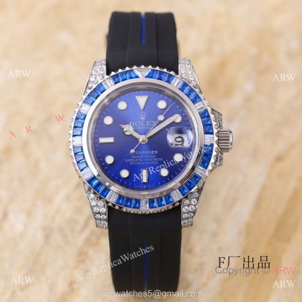 Swiss Quality Rolex Submariner Citizen 8215 Watch Black Dial Rubber B Strap 1