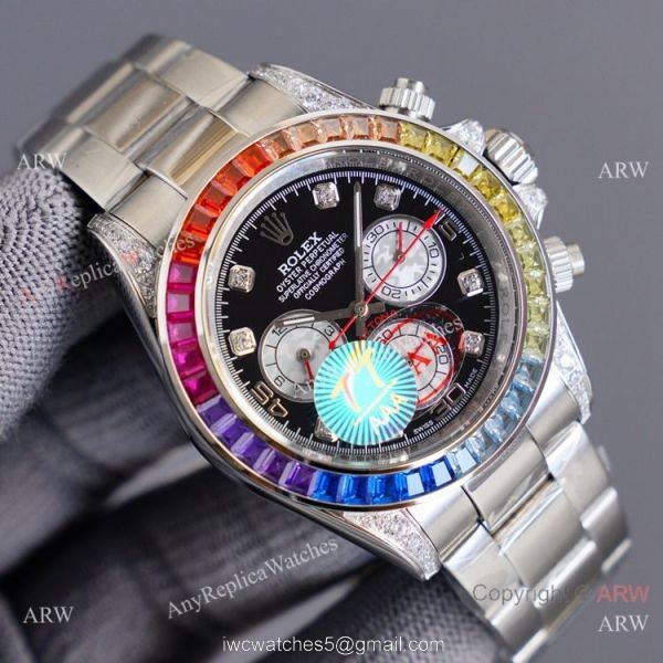 Swiss Quality Copy Rolex Daytona Rainbow Watch 40mm Stainless Steel 1