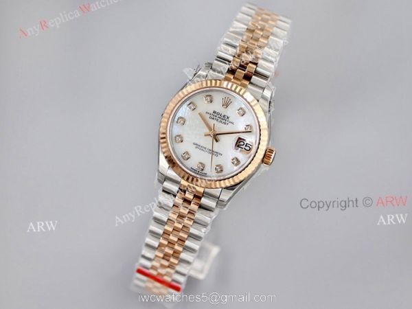 EW Factory Swiss Super Clone Rolex Datejust White Mop Dial With Diamond Markers Jubilee Watch 31mm 1