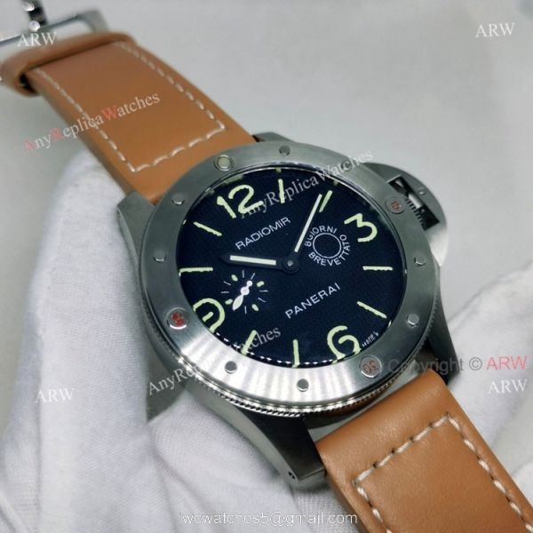 High Quality Replica Radiomir Panerai Egiziano 47mm NEW Black Lattice Dial Brown Leather Strap 1