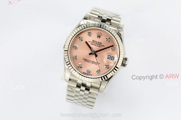 EWF Rolex Oyster Perpetual Datejust 31 Pink Face with diamonds Swiss Super Clone Watch 1