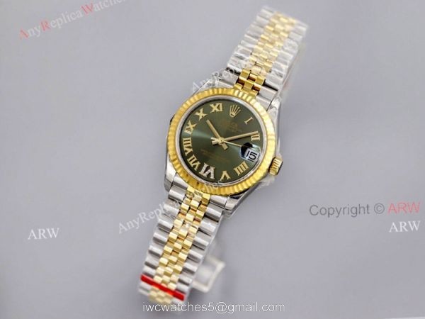 EW Factory 1:1 Two Tone Rolex Green Dial Datejust 31mm Swiss Replica Watches 1