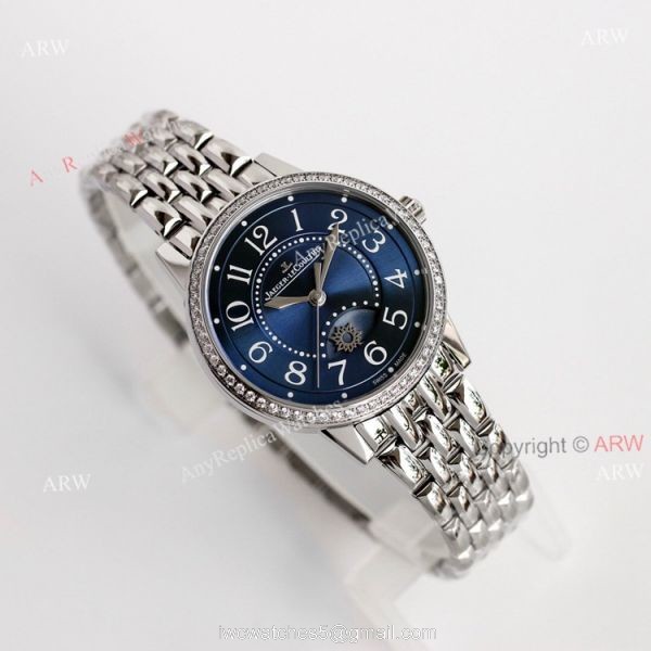 (GF) Swiss knckoff Jaeger Lecoultre Rendez-Vous Moon Blue Dial Watch with Diamonds 1