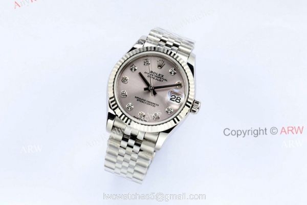 1:1 Fake EW Factory Rolex Datejust 31 Silver Face Watch With Diamond Markers 1