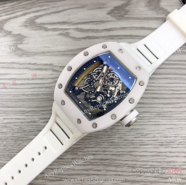 RM Factory Richard Mille RM055 White Ceramic Watch White Rubber Strap 1