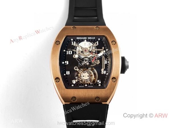 Super Clone Richard Mille RM001 Real Tourbillon Rose Gold Watch JB Factory 1