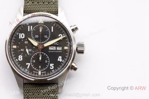 ZF Factory IWC Pilots Watch 7750 Chronograph Spitfire Stainless Steel 1