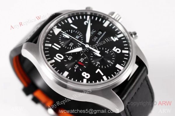 ZF Factory V2 IWC Pilots Replica Watch Swiss 7750 Black Leather Strap 1