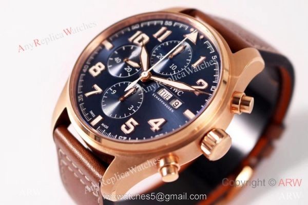 ZF Factory V2 IWC Pilots Chronograph IWC3777 Rose Gold Case Bucherer Blue Dial 1