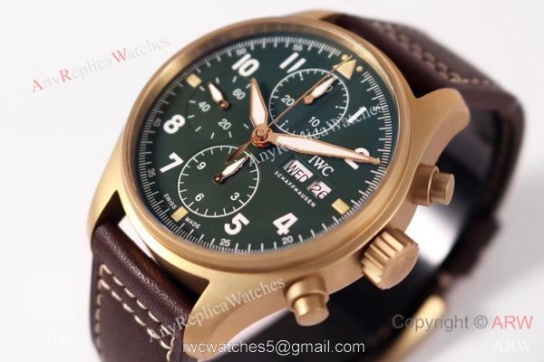 ZF Factory V2 IWC Pilots Chronograph IWC3777 Bronze Case Military Green Dial 1