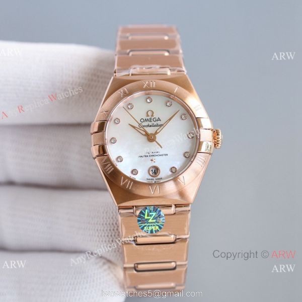 Swiss Copy Omega Constellation 8700 Automatic Watch 29mm Rose Gold New Face 1