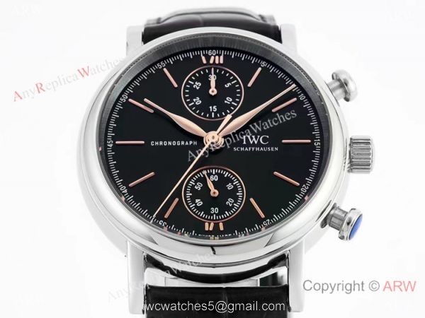 Swiss Replica IWC Portofino 7750 Chronograph 39mm Watch Black 1