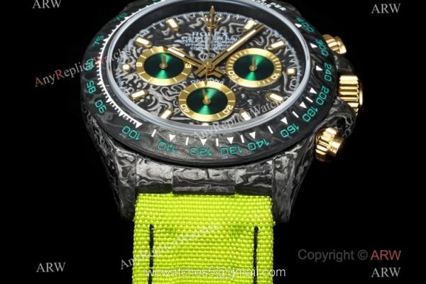 NEW! TW Factory Rolex DIW Cosmograph NTPT Carbon Daytona 7750 Watch Fluorescent Green Fabric Strap 1