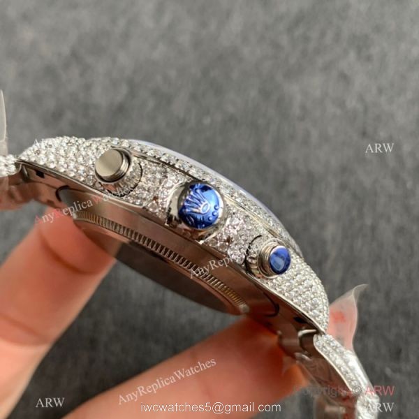 Replica Watch JVS Factory Rolex Daytona Iced out Watch Ss Arabic Scripts Markers 904L 7750 Chronograph 1