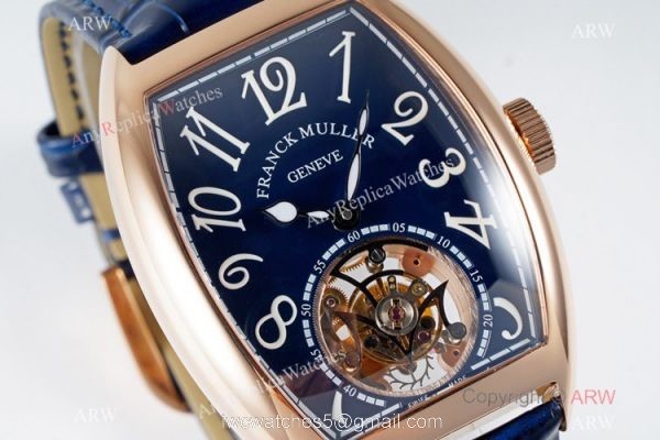AB Factory Franck Muller Imperial Tourbillon Cintree Curvex Men Watch Rose Gold Blue Dial 1