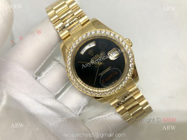 Clone Rolex Day-Date 41 Gold Presidential Black Onyx Dial Watch 1