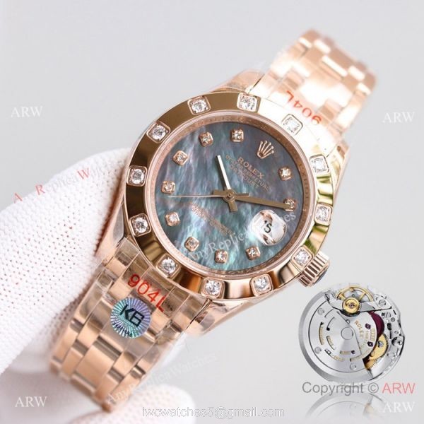 Swiss Replica Rolex Datejust Pearlmaster Swiss 2836 Watch Rose Gold 34mm 1