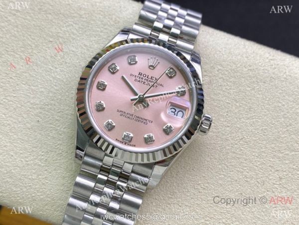 Swiss Grade Rolex Datejust 31mm TW Swiss 2836 Watch Pink Dial Jubilee Strap 1