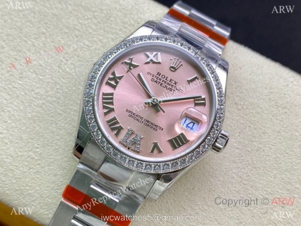 Swiss Grade Rolex Datejust Ss Oyster 31mm Watch Pink Dial TW Swiss 2836 Movement 1