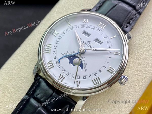 TW Factory Blancpain Villeret Cal.6654 White Dial Copy Watch with Moonphase 1