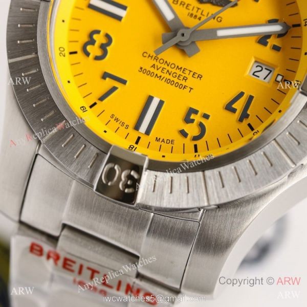 (GF) Swiss Breitling Avenger Automatic 45 Seawolf Men Watch Yellow Dial Asia2824 Movement 1