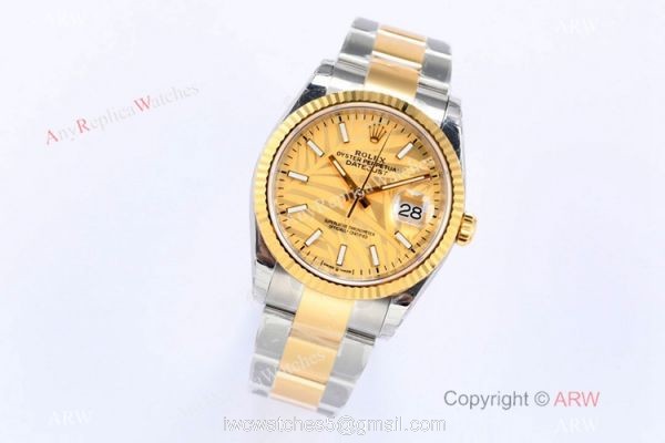 (EW) EW Factory Swiss 3235 Rolex Datejust 36 Gold Palm 2021 New 2-Tone Oyster Bracelet 1