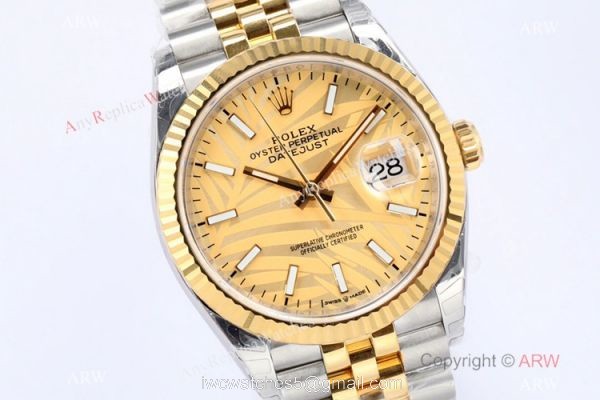 (EW)2021 New Rolex Datejust 36 Gold Palm Face Jubilee Strap Watch Swiss 3235 Movement 1