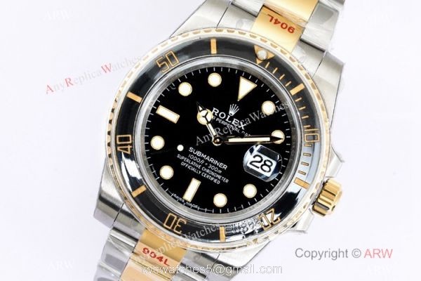 (EW)Rolex Submariner EW Factory v2 904L Two Tone Black Dial Watch 116613ln 40mm 1