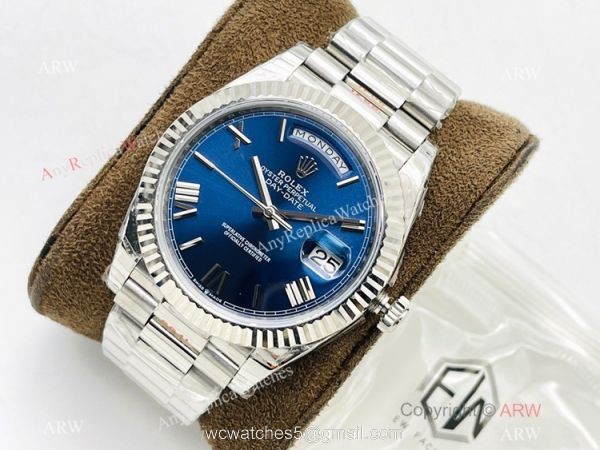 EW Factory V2 Rolex Day-Date 40mm 3255 Bright blue Dial Replica Watch with NFC card 1