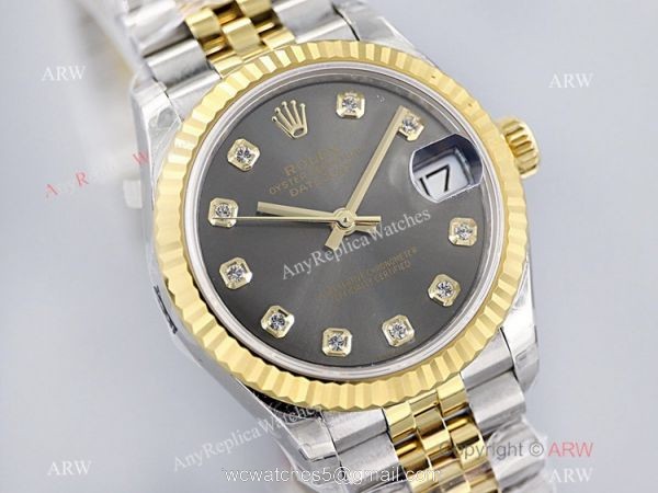 (EW)Swiss Clone Rolex Datejust 31 Jubilee Watch 2-Tone Rhodium grey Dial 1