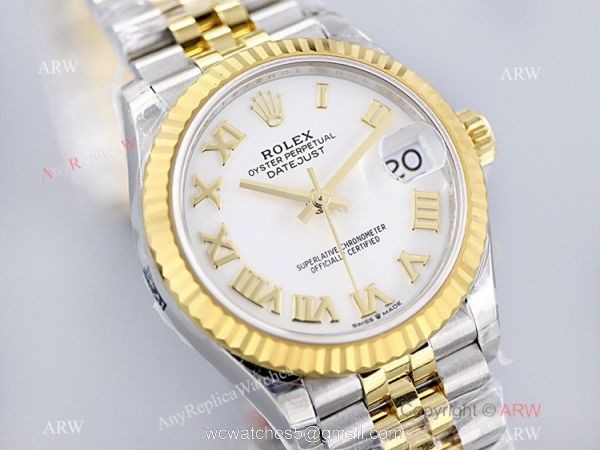 (EW)Swiss Replica Rolex 31-Datejust Watch White Roman Jubilee Bracelet 1