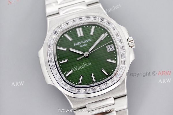 3k Factory Patek Philippe Nautilus 5711 Green Face Diamond Bezel Super Clone Watch 40mm 1