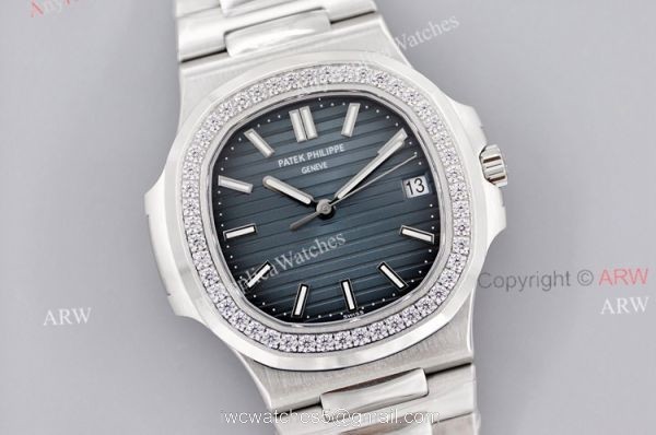 3K Factory Patek Philippe Nautilus 5713 Dark Blue Face With Diamonds Watch Replica 1