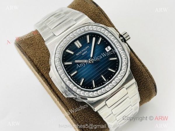 PFF Factory V4 Patek Philippe Nautilus Swiss 9015 Watch Ss Bucherer Blue Face 40mm 1